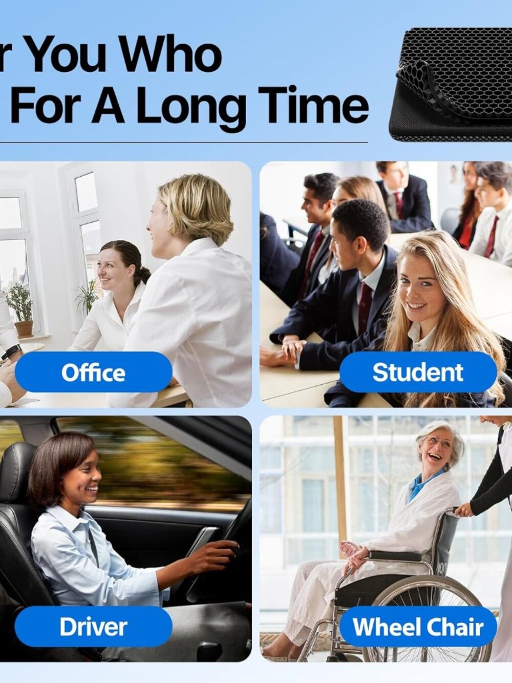 Gel Seat Cushion, Cooling Thick Big Breathable Honeycomb Design Absorbs Pressure - Picture 7 of 7